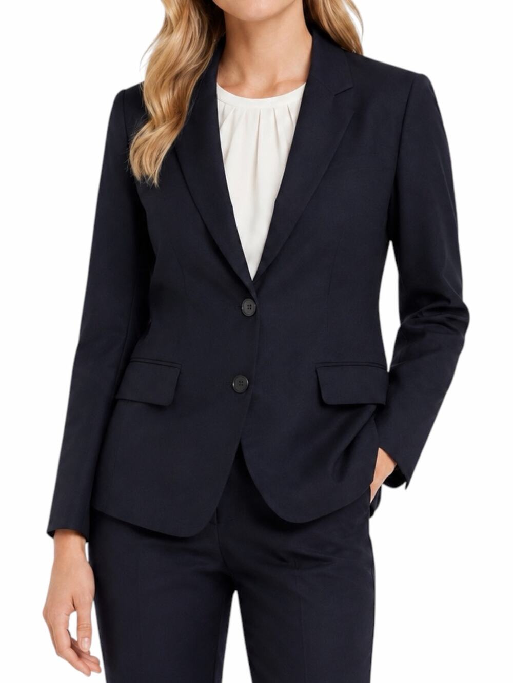Talbots Luxe Wool Blend Blazer Jacket 2 Buttons Black Size 16